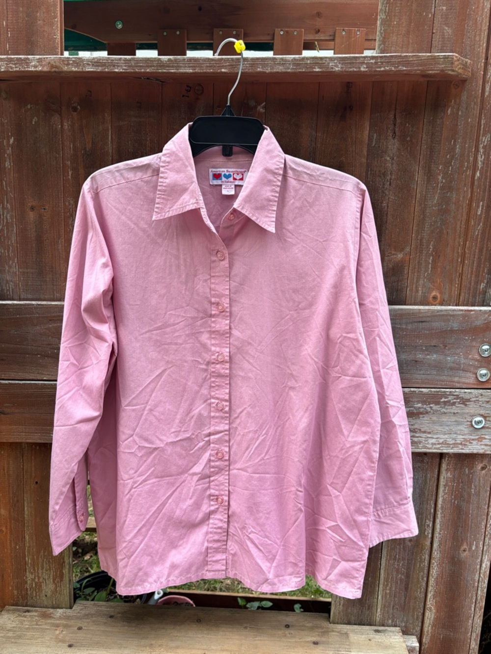 Women's Classic Button-Front Long-Sleeve Shirt in Light Pink - Picture 1 of 8